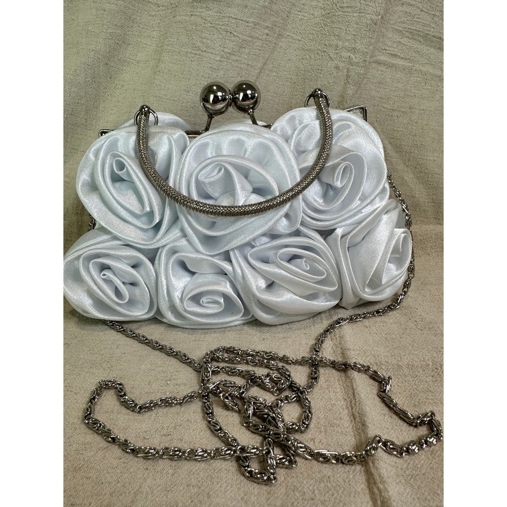 White Floral Bridal Handbag Prom Cocktail Wedding Evening